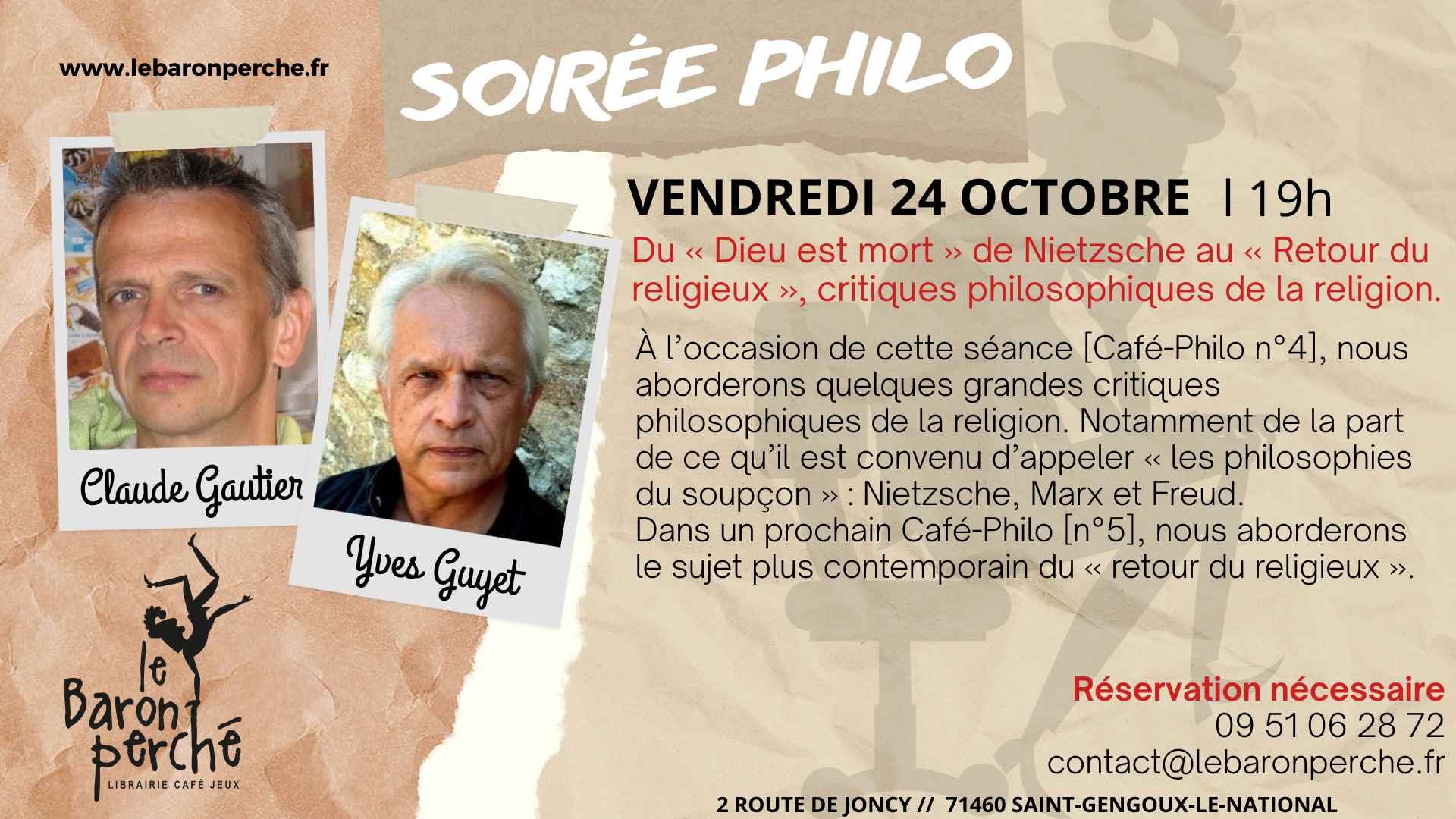 Soirée Philo #4 avec Claude Gautier et Yves Guyet