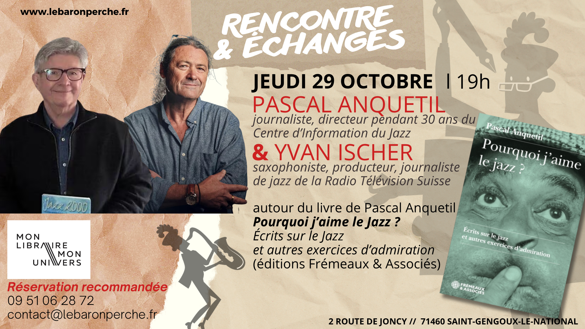 Une rencontre Jazz avec Pascal Anquetil et Yvan Ischer